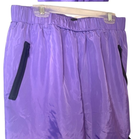 Shein Purple Pant Windbreaker Festival Oversized Cuffed Black Zipper Pant SZ L - Picture 10 of 13